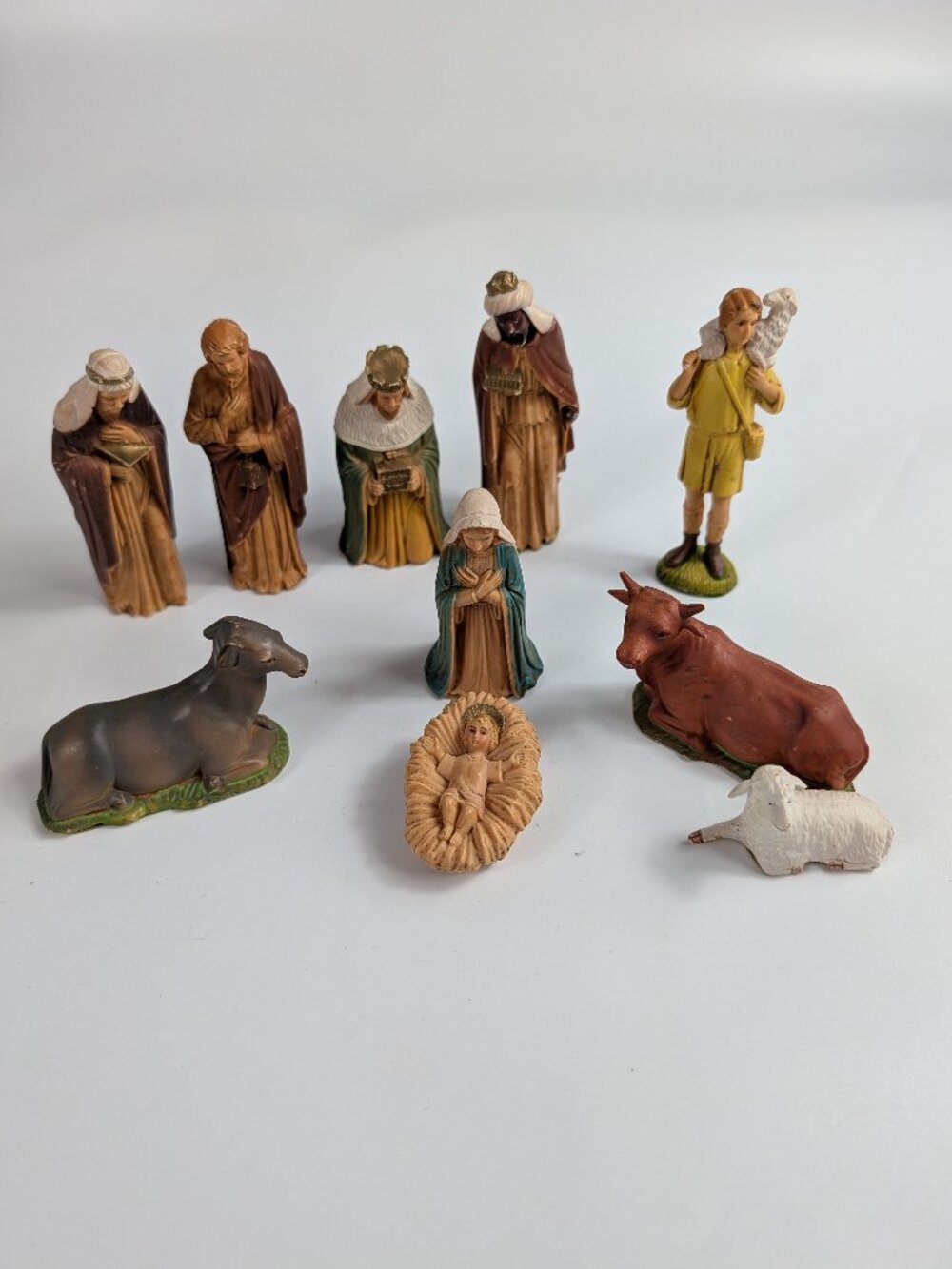 Vintage Art Plastics Christmas Nativity Set Manger Scene Hong Kong 10 Pcs